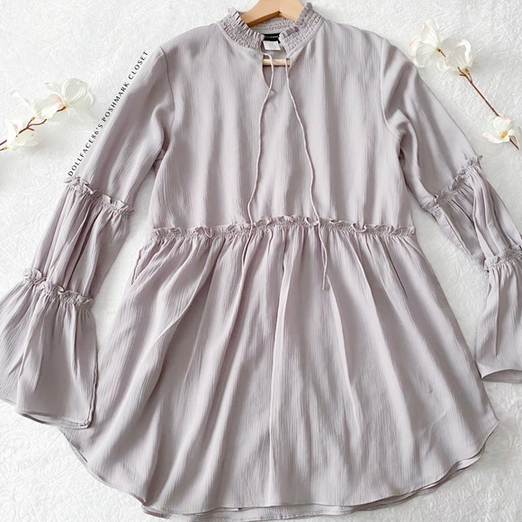 Artizara Tops - Lovely Grey Tunic with Ruffles